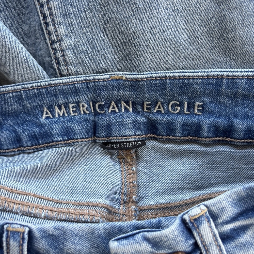 American Eagle Womens 4 Curvy Hi-Rise Mini Super Stretch Blue Jean Skirt‎ Y2K - Picture 5 of 9